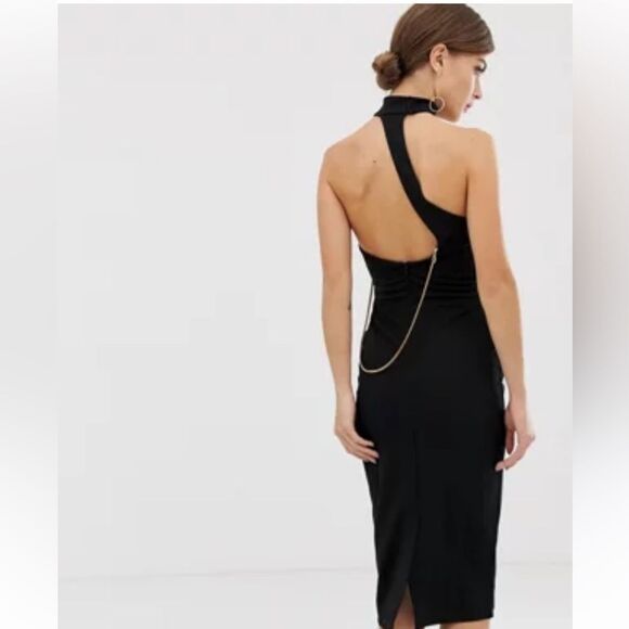 ASOS Design Deep plunge circular bra Midi Bodycon Dress NWT - Picture 2 of 6